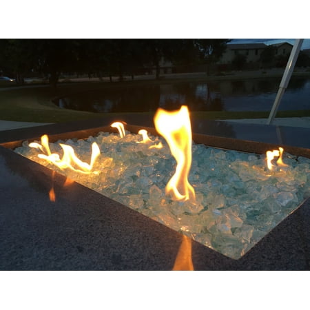 Crystal Teal Fire Pit Glass Rocks 1 2 1 10 Lbs Walmart Com