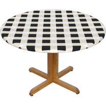 Round Fitted Tablecloth 44 Inch, White Buffalo Plaid Fitted Tablecloth Round Fitted Tablecloth Waterproof Stain Resistant Table Cloths Fabric Table Cloth for Kitchen Dining Picnic Party