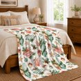 thumbnail image 6 of Coastal Christmas Flannel Blanket, Cream Teal Red Surfboard Shell Starfish Coral Pine Berry Pattern for Sofa Couch Bed Living Room Bedroom Home Decor Holiday Gift for Beach Lovers, 6 of 7