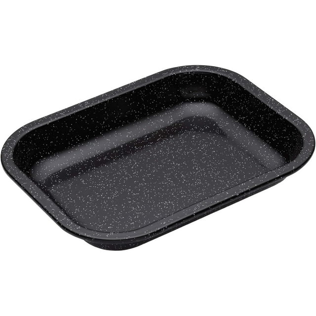 MasterClass MCVITHB72 Étain de Rôtissage en Émail Vitreux, Compatible Induction 1 mm Acier avec Revêtement Résistant aux Rayures, Petit (27 x 21 cm), Noir