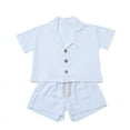 thumbnail image 1 of MIASHUI Boys Clothes Set Toddler Button-down Shirt Tops and Shorts 2PCS Summer Outfit,White,2-3 Years, 1 of 8
