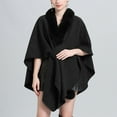 thumbnail image 2 of XFLWAM Women's Faux Shawl Wrap Stole Open Front Knit Cardigan Cape Poncho Cloak Large Scarf Blanket Coat Black, 2 of 4