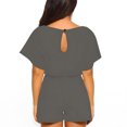thumbnail image 4 of Short Jumpsuit for Womens Short Sleeve Wide Shorts Strappy Playsuit Crew Neck Loose Fitted Overalls Solid Classic Jumpsuits Outdoor Going Out Workout Outfits, 4 of 7