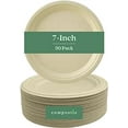 thumbnail image 1 of FREE SHIPPING COMPOSTIE 50pcs 100% Compostable and Disposable Sugarcane Paper Plates 7 Inch for 50 Guests and Events Parties Weddings, 1 of 5