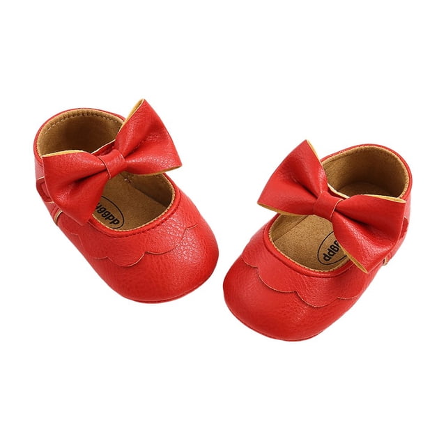 Baby Girls Princess Shoes Bowknot Anti-Slip Rubber Sole First Walkers
