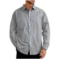thumbnail image 2 of Blusa y camisa de manga larga con cuello vuelto para hombre, blusa informal de moda a rayas con botones de solapa, blusa de manga larga, blusa de poliéster para hombre, 2 of 9