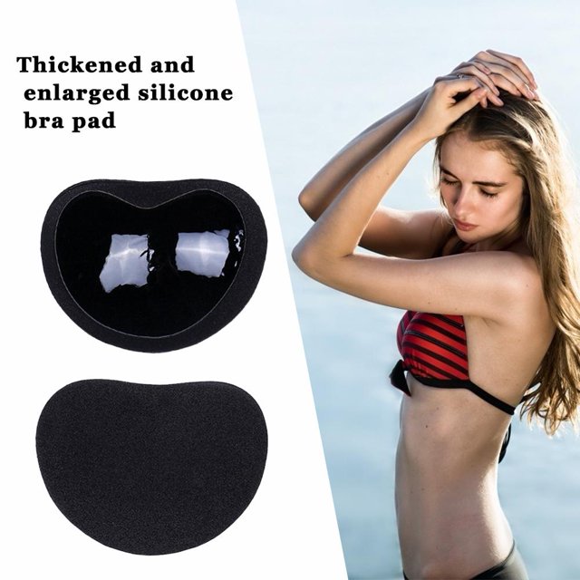 Almohadillas de realce para Bikini, 2 uds., esponja de silicona para sujetador, almohadillas para insertar en el pecho (negro) Tmvgtek Cuidado Belleza