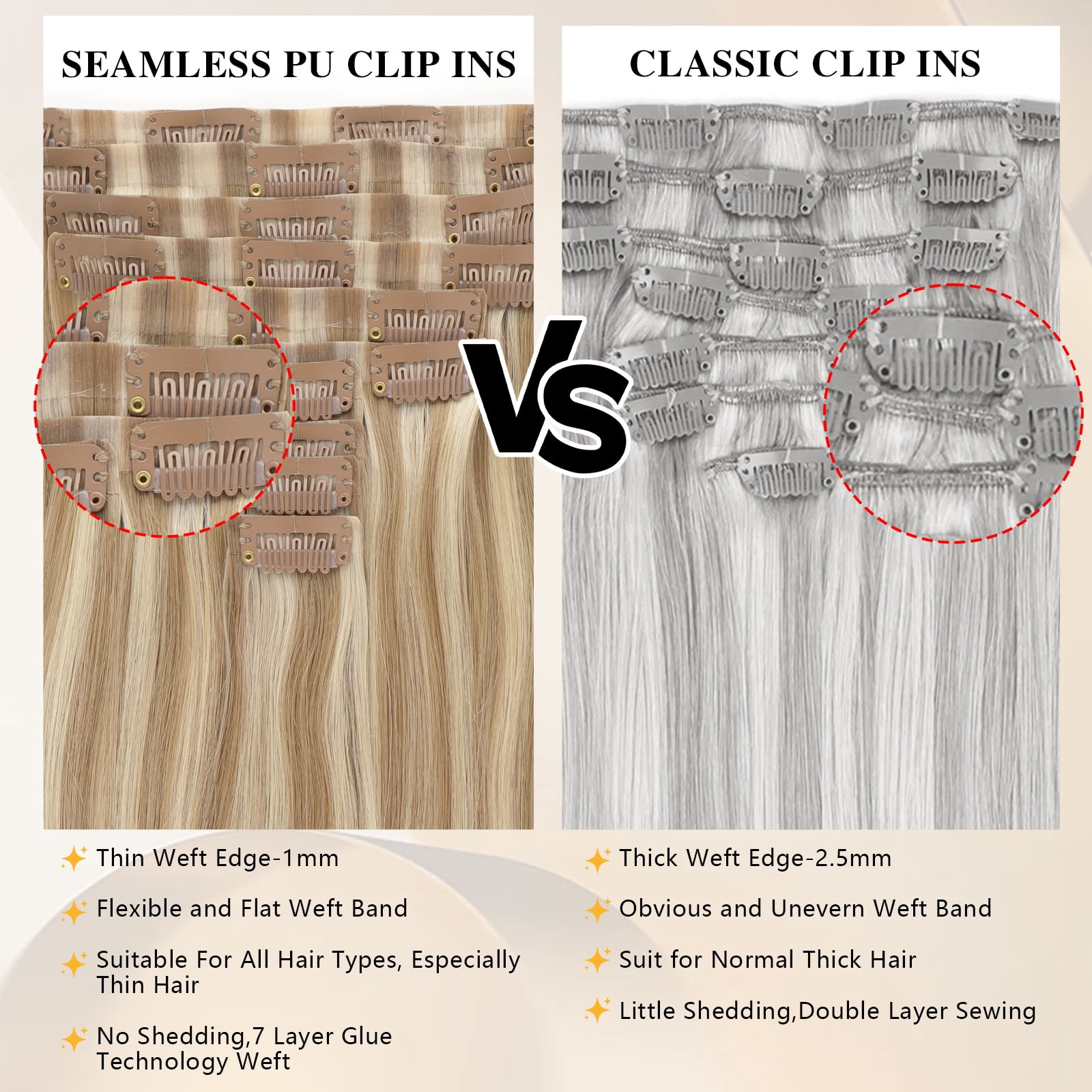 PU Clip In Hair Extensions P8/60# 120g 14inch