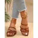 thumbnail image 2 of Women White Minimalist Slide Sandals, Open Toe Fashionable Sandals, 2 of 4