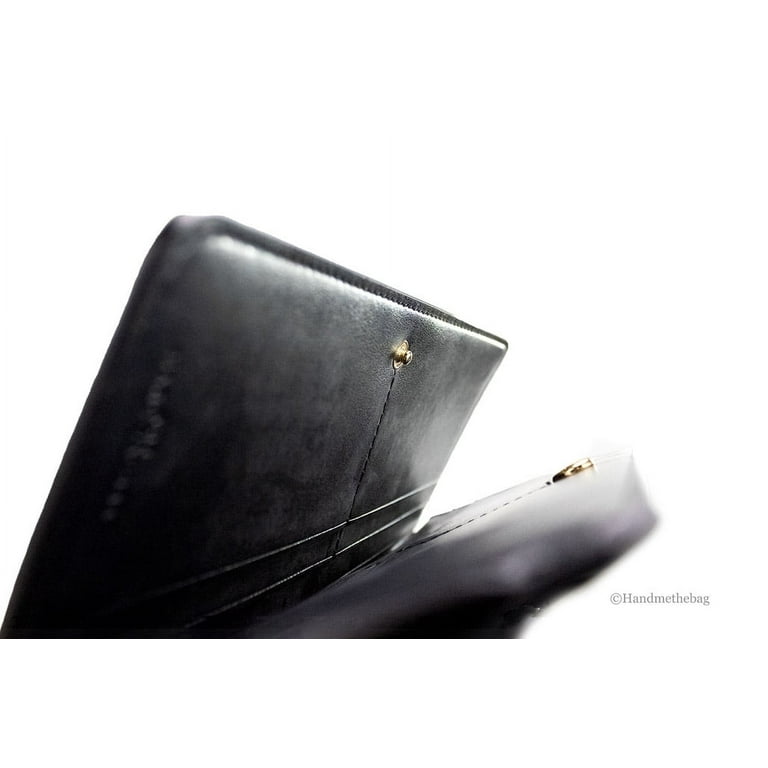 Marc Jacobs Slim Black Pebbled Leather Open Face Snap Clutch