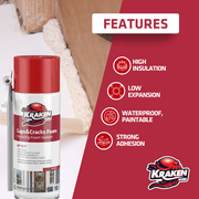 Kraken Bond Gaps & Cracks Filler Insulating Foam Sealant - Expanding Polyurethane Foam for Windows, Doors, and Insulation - 12 oz with Straw, 12 Pack