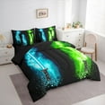 thumbnail image 3 of Feelyou Blue Green Lightning Twin Bedding Sets 7pcs, Splash Watercolor Comforter Set, 3 of 8