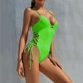 thumbnail image 4 of Gubotare High Waisted Swimsuits For Women Women Swimwear Color Solid Swimsuit Set Bikini Fashion Beachwear Swimwears,Green M, 4 of 5