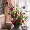thumbnail image 4 of Artificial Red Pomegranate Greenery Leaf Bouquet 22" Tall, 4 of 6