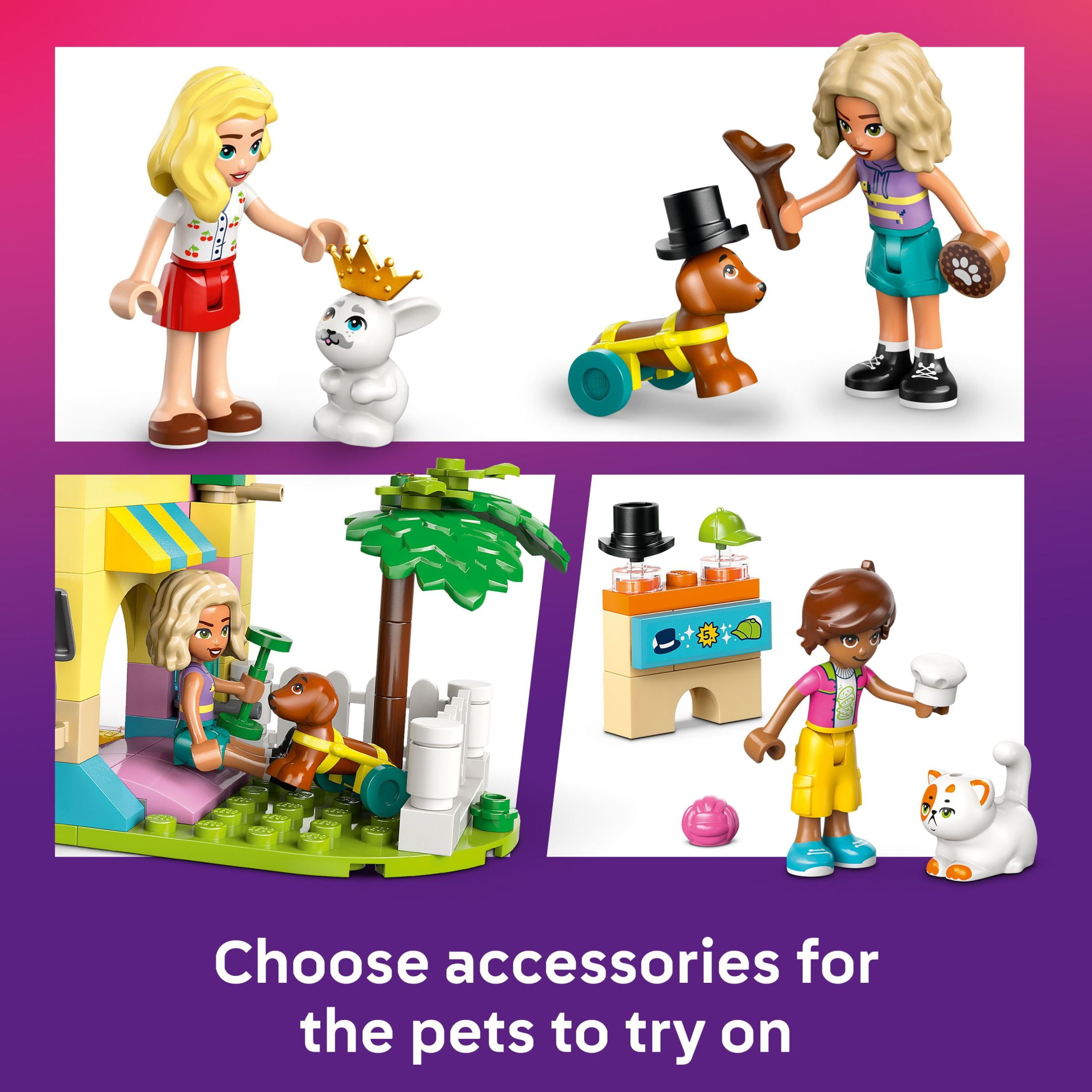 LEGO Friends Pet Accessories Shop Pretend Play Set - Building Toy for Kids, Girls and Boys, Ages 6+ - Gift for Kindergarten Graduation - with 3 Minidolls, Toy Dog, Cat, & Rabbit - 42650