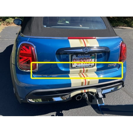 QAA part RD72880 is a 1 piece Stainless Steel Rear Deck Trim, Trunk Lid Accent that Is compatible with Mini Cooper 2018-2023, 2-door, Convertible