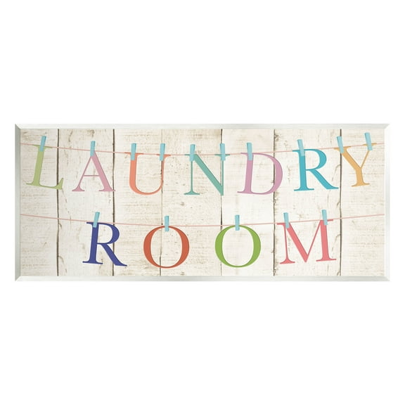 Laundry Room Clothespin Plank Pattern Typography Graphic Art Unframed Art Print Wall Art