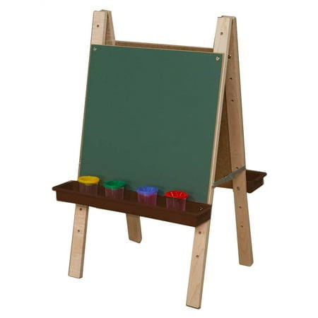 Tot Size Double Chalkboard Easel with Brown Trays