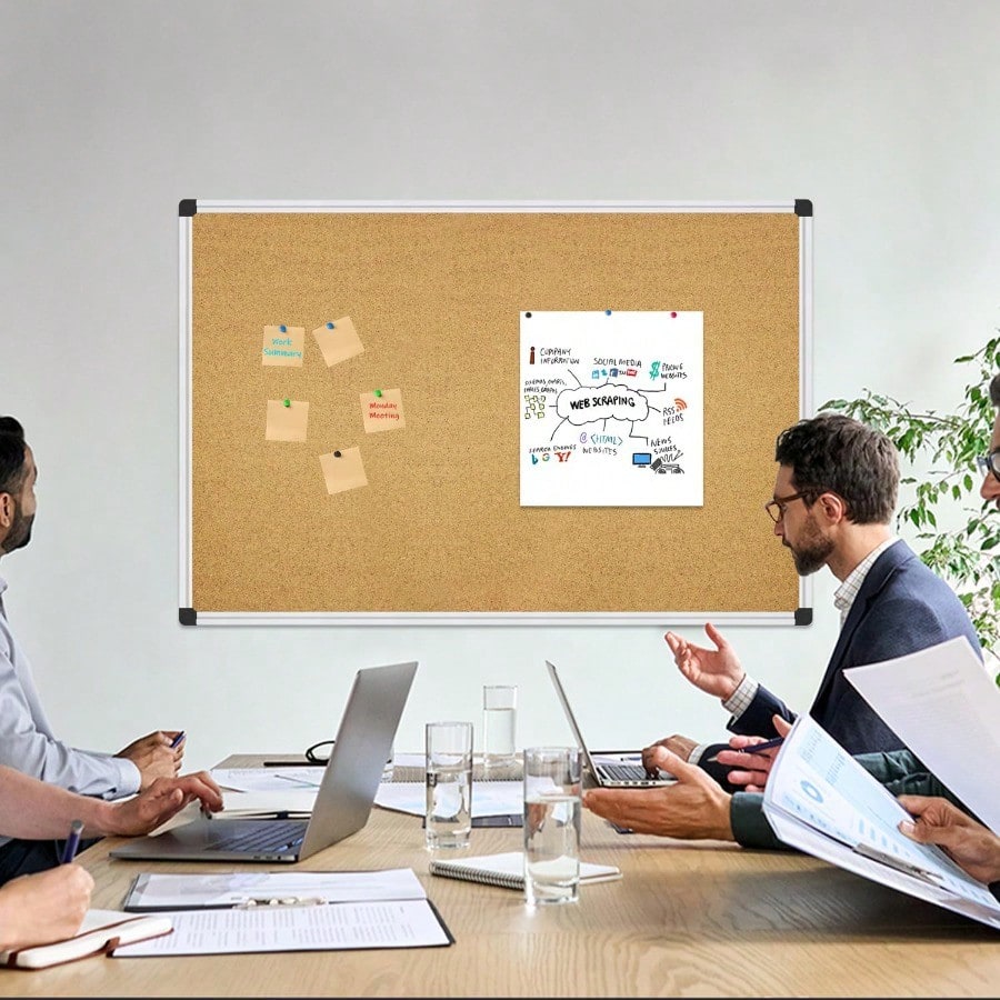 XBoard Cork Board 36 x 24 Notice Cork Bulletin Board Corkboard with Aluminum Frame and Push Pins for Display