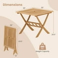 thumbnail image 3 of Costway Acacia Wood Folding Table 36" Patio Dining Table with Slatted Tabletop, 3 of 10