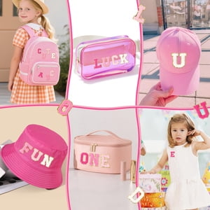 Self-Adhesive Chenille Letters Patches: 104PCS Pink-Colored Letter Patches Stickers - Varsity Alphabet Initial Patch for Clothing Backpacks Make-up Bags DIY Gifts Decor