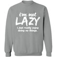 thumbnail image 2 of OXI Crewneck Sweatshirt - I Am Not Lazy, Basic Casual Sweatshirts for Men's and Women Fleece Sweatshirt Long Sleeve - Sport Grey 3X-Large, 2 of 2