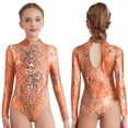 thumbnail image 1 of CHICTRY Combinaison de Gymnastique une Pièce à Manches Longues pour Filles Orange 14, 1 of 6