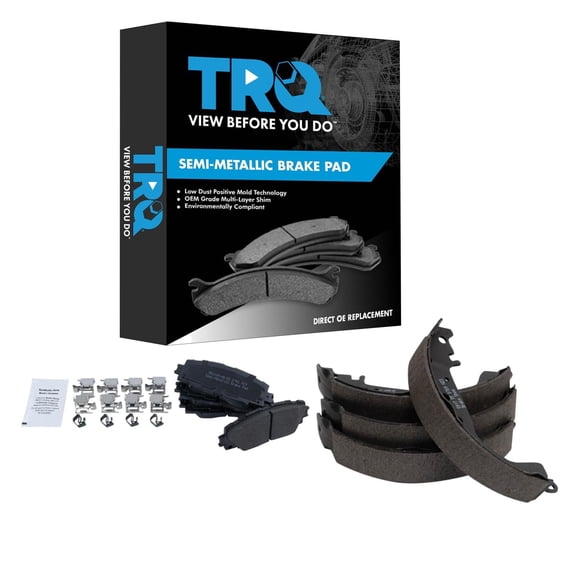 TRQ Front and Rear Brake Pad Set Semi Metallic Hardware Fits 2007-2018 Toyota Yaris