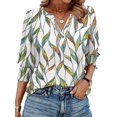 thumbnail image 1 of Top WIHOLL para mujer, estampado floral, manga 3/4, cuello en V, 1 of 5