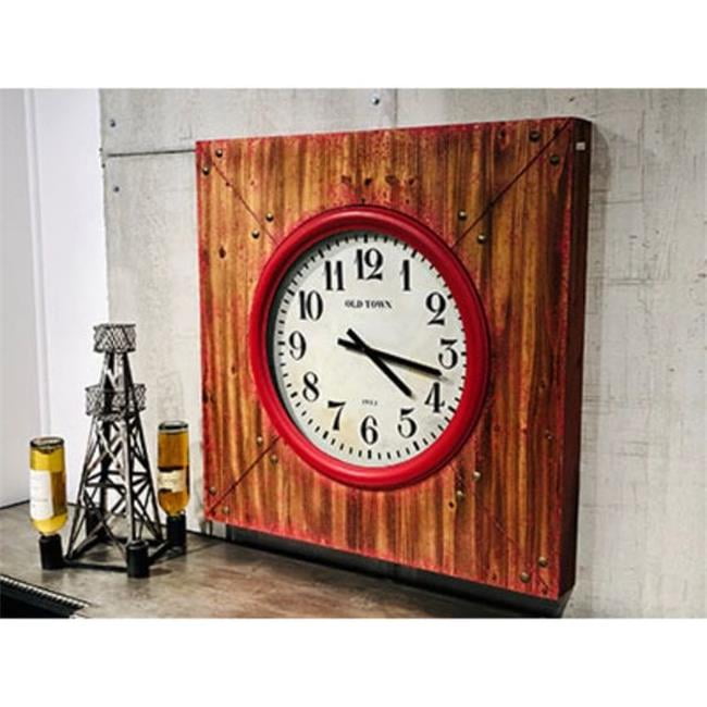 Metrotex Designs 21013 Akron Wood Wall Clock, Distressed Red