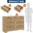 thumbnail image 2 of Natural Rattan 7 Drawer Dresser for Bedroom, Farmhouse Wooden Chest of Drawers, Wide Closet Dresser Storage Organizer for Living Room, Entryway, Hallway, Oak, 2 of 8