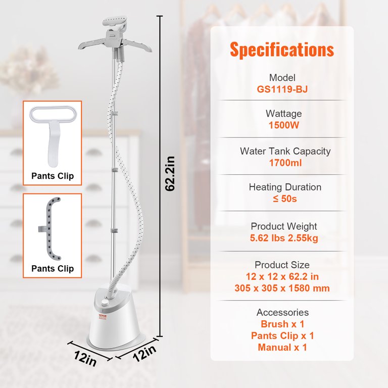 KFFKFF Standing Garment and Fabric Steamer 0.5Gallon Water