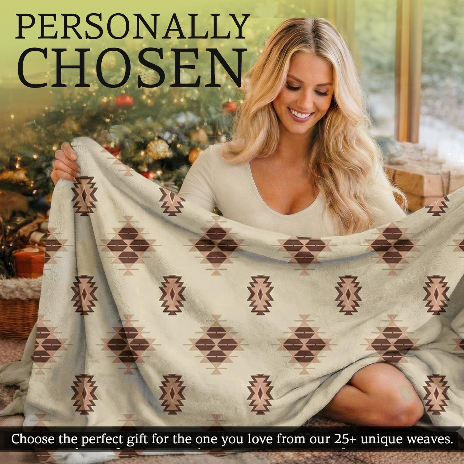 Sacred Thread Fleece Blanket South Western, Reversible Mexican, Vibrant Aztec Blankets and Throws for Aztec Decor for Home (Coffee Flannel / Flannel) (Full (60''x80'')