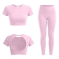 thumbnail image 5 of Aofany Workout Sets for Women 2 Piece Tracksuit Set Athletic Yoga Outfits Stretchy Yoga Workout Set Comfortable Gym Leggings And Short Sleeve Top Set, 5 of 5
