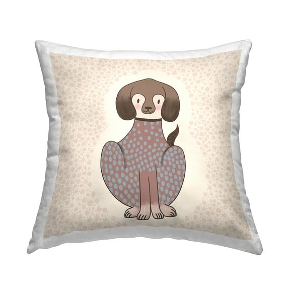 Stupell Industries Polka Dot Patterned Dog Happy Animal Design by Birgit Maria Kiennast Throw Pillow