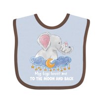 Inktastic My Gigi Loves Me to the Moon and Back Elephant Family Boys or Girls Baby Bib