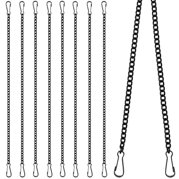 8 Pack Black Stained Glass Hanging Chains with Hooks 20 Inch Metal Window Hanging Chain for Pictures, Courtyards, Gardens, Outdoor Decoration, Walls, Decorative Art Chains