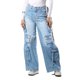 thumbnail image 2 of Pantalón Cargo Mujer Mezclilla Tiro Alto Pierna Ancha, 2 of 5