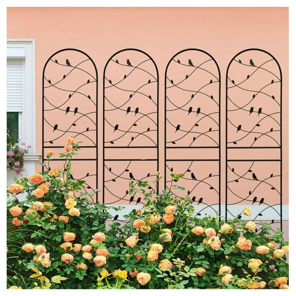 4 Pack Metal Garden Trellis 71" x 19.7" Rustproof Trellis for Climbing Plants Outdoor Flower Support Deco Black