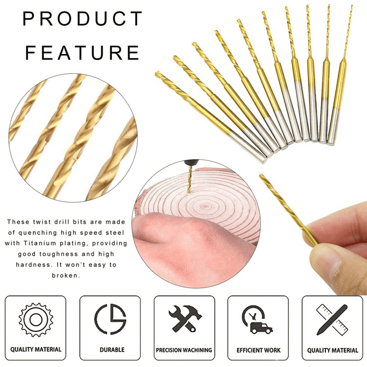 Micro-Twist Drill Bit Set - 50Pcs 0.6mm-2.2mm Tiny 2.35 Shank HSS Mini Engraving Bits Hole Drilling Tool