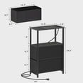 thumbnail image 3 of PrimeCook Shop Small Narrow End Table with Charging Station, Set of 2, Side Table with Outlets, Nightstand with 2 Cloth Drawers, Couch Table, for Living Room, Bedroom, Bedside, Charcoal Grey, 3 of 16
