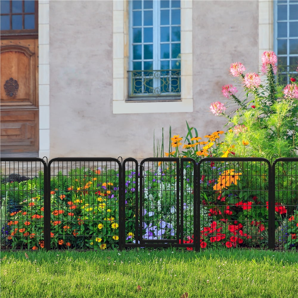 Yaheetech 31.5" H 6-Panel Portable Steel Pet Playpen with Door for Camping, Black