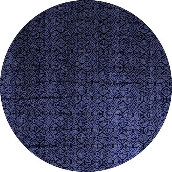 Ahgly Company Machine Washable Indoor Round Abstract Blue Modern Area Rugs, 8' Round