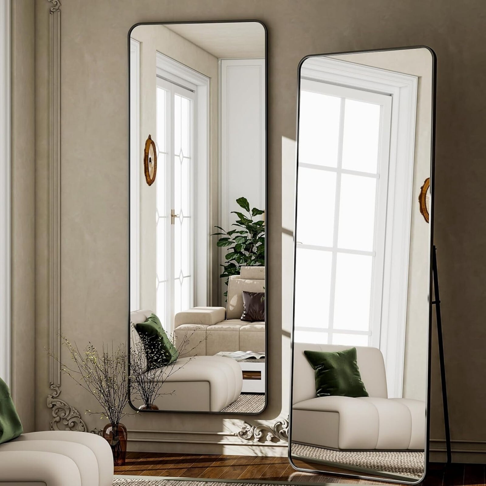 Lumora 60"x20" Full Length Aluminum Alloy Standing Floor Mirror, Black