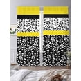 thumbnail image 3 of Black Yellow Sheer Curtains 96 Inch Length 2 Panels Set, Garden Floral Stripe Aesthetic Flower Boho Voile Window Treatment Semi Sheer Long Curtains Drapes for Bedroom/Living Room/Kitchen 52"x96"x2, 3 of 7
