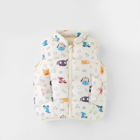 

Floleo Girls Kids Outfits Toddler Kids Baby Boys Girls Fashion Cute Cartoon Pattern Windproof Padded Clothes Jacket Vest Coat