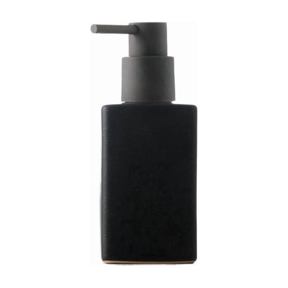 Botella vacía de prensa de cerámica opaca negra, diseño rectangular for champú, gel de ducha y desinfectante de manos for baño, hotel