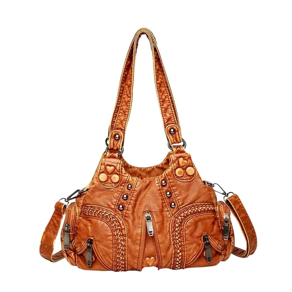 Yunhgft Stylish Shoulder Bag Large Capacity Detachable Strap for Shopping Cosmetic Brown