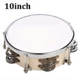 thumbnail image 1 of HLONK Tambourin en Métal Blanc Réglable 8/10 Pouces Double Rangée Jingles Instrument de Musique à Main pour Performances et Pratique, 1 of 6