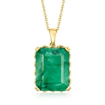 Ross-Simons 11.00 Carat Emerald Pendant Necklace in 18kt Gold Over Sterling, Women's, Adult